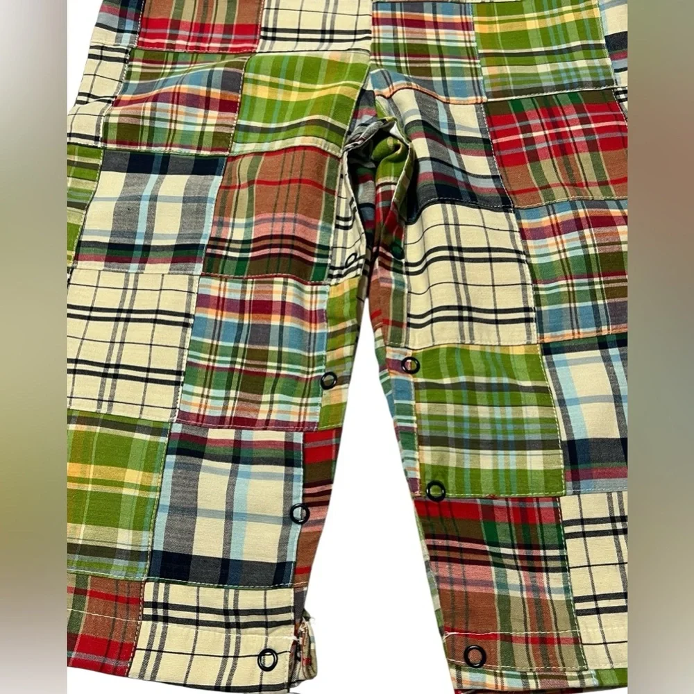 Kellys Kids Madras Jon Jon Size 3 Romper Patchwork Snap Legs Plaid Beach Unisex